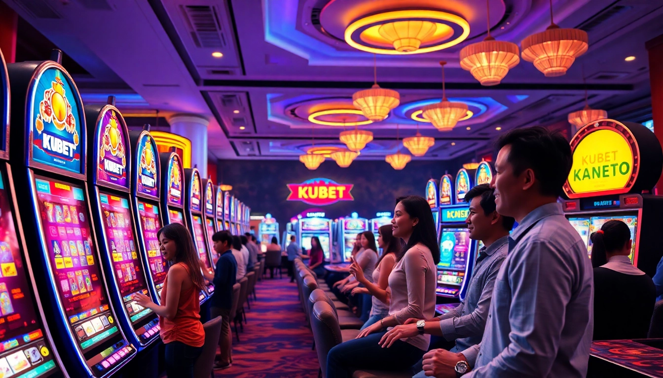 Experience the exhilarating KUBET casino gaming environment with vibrant lights and engaging players.