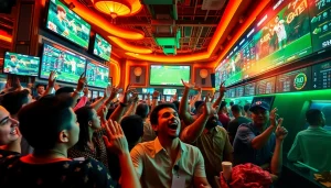 Experience live sports excitement at https://taikubet.nl/ with enthusiastic bettors cheering passionately.