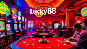 Experience the thrill of gambling at Lucky88 with vibrant slot machines and lively casino games.