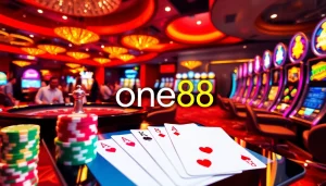 Experience the thrill of one88 casino games with vibrant tables and colorful poker chips.