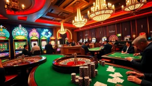 Players interacting around a casino table while reviewing kèo nhà cái, showcasing exciting gambling action.