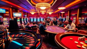 Experience the thrill of the casino floor at https://68gamebai.download/ with vibrant players at roulette and poker tables, capturing the excitement of winning.