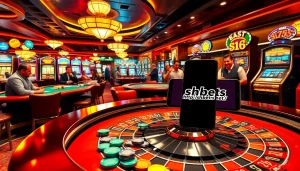 Players enjoying a thrilling moment at a casino roulette table featuring the URL https://shbets.net/, capturing the excitement of gambling.