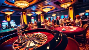 E2BET roulette wheel scene with players enjoying thrilling casino action.