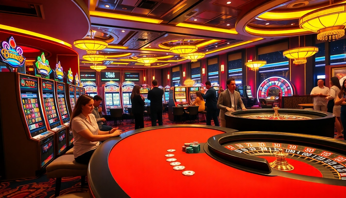 Experience the thrill of betting at HB88's vibrant casino with players around high-stakes tables.