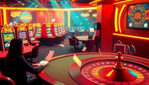 kubet online casino experience showcasing vibrant tables and slot machines.