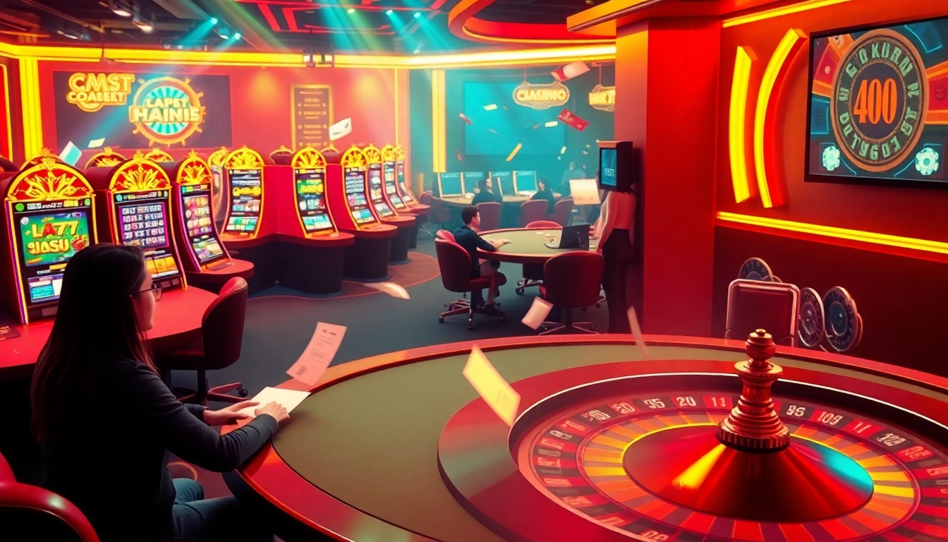 kubet online casino experience showcasing vibrant tables and slot machines.