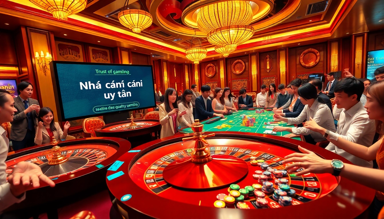 Players at a roulette table enjoying the thrill of Nhà cái uy tín in a vibrant casino setting.