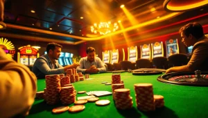 Poker excitement with rr88333 as players strategize over colorful chips and cards.