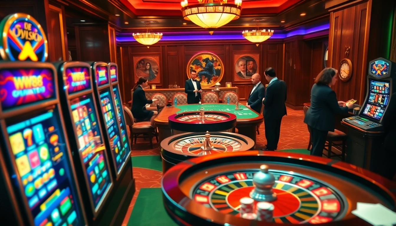 Experience the excitement of nhà cái WW88 while playing poker among vibrant casino scenes.