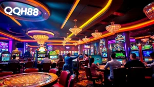 Experience thrilling gaming at NHÀ CÁI QQ88 with players enjoying live casino action and vibrant games.