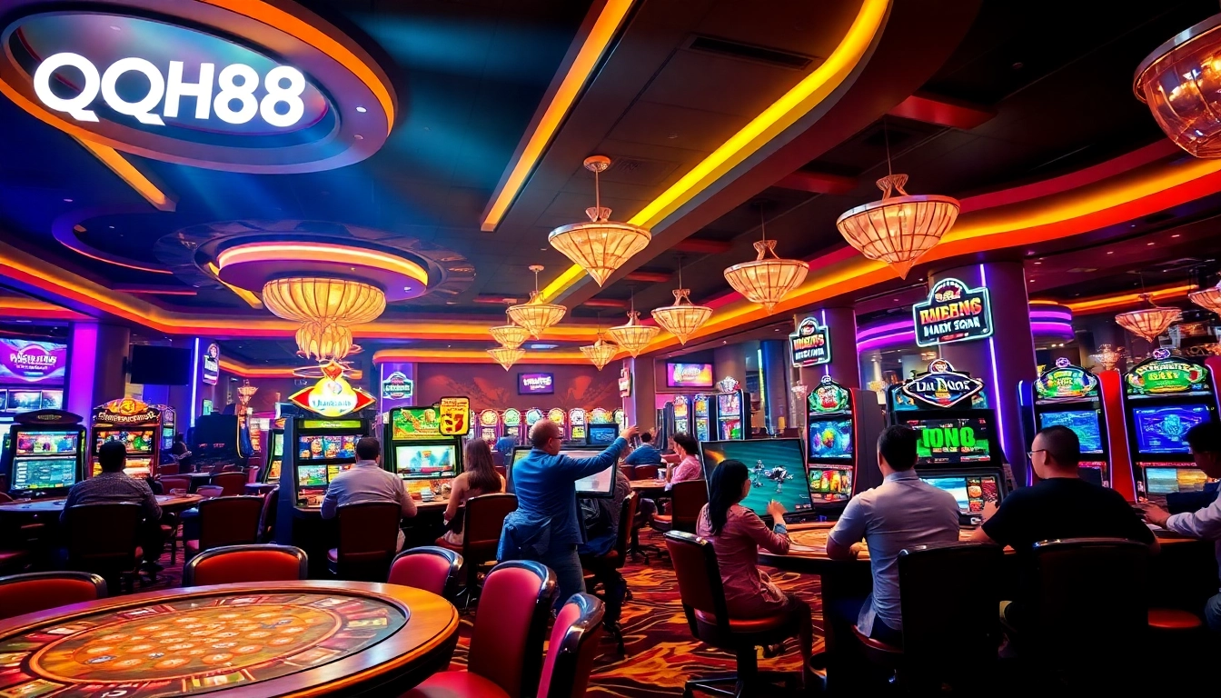 Experience thrilling gaming at NHÀ CÁI QQ88 with players enjoying live casino action and vibrant games.